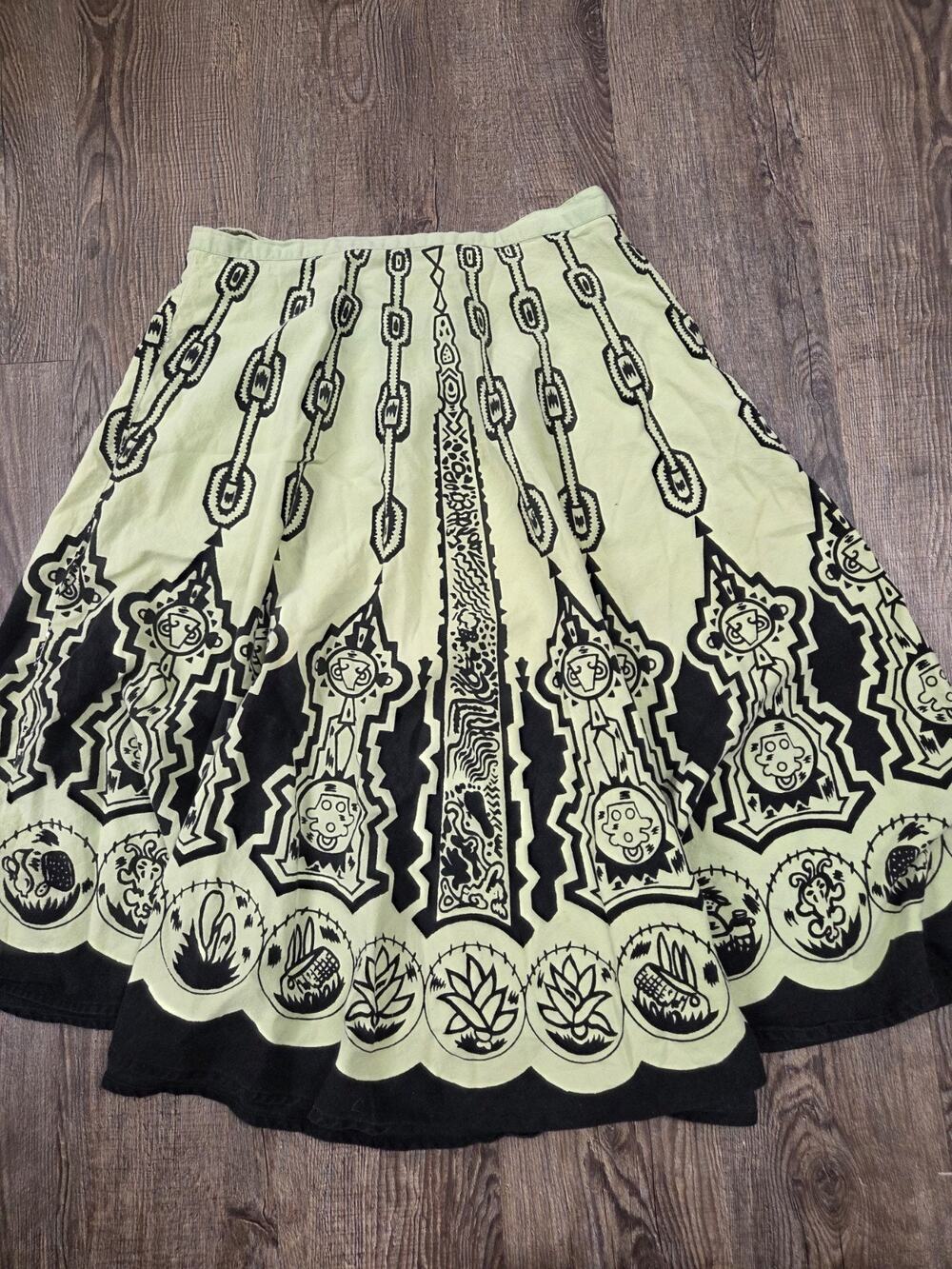 FUNKY PEOPLE Green Black Medium Cotton Made in India Skirt Medium